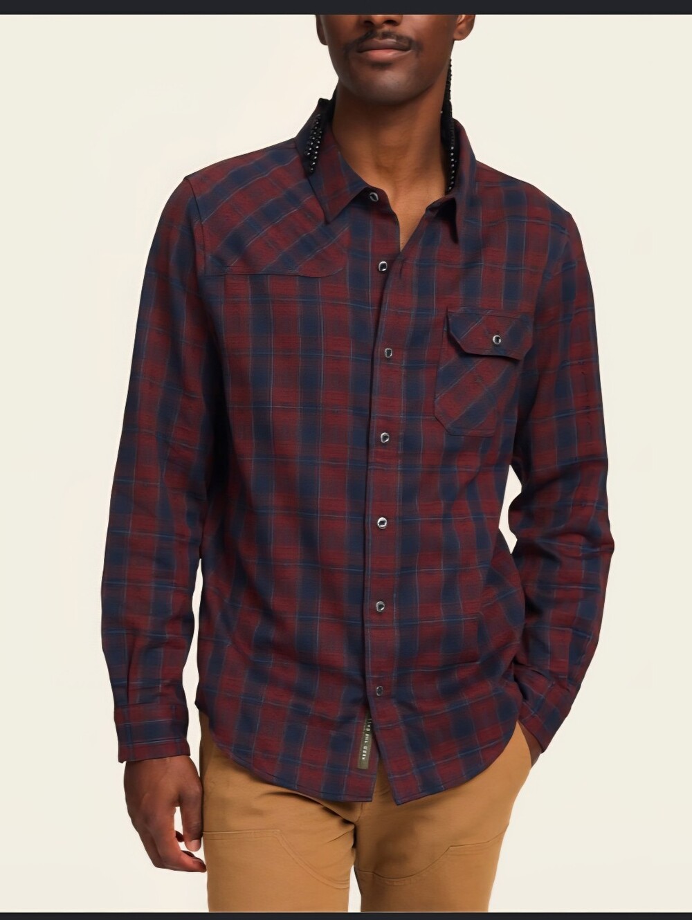 Howler Harkers Flannel Shirt Sz M Deep Red Blue